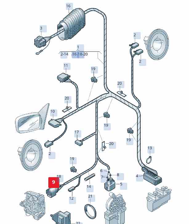 Connector 1J0 973 714 Central Locking System Volkswagen Audi Seat