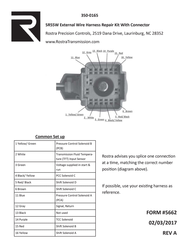 Kit de reparación, conector de arnés externo 5R55W, 5R55S