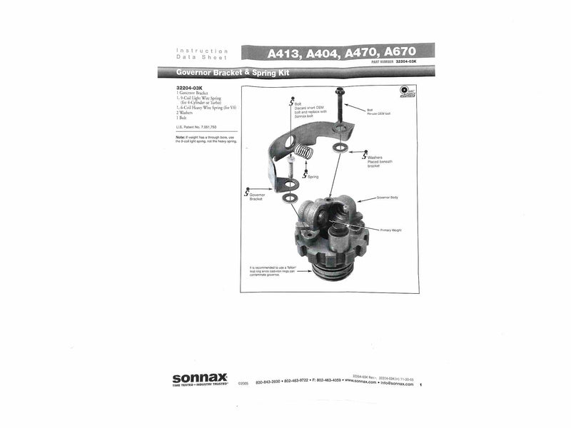 Governor Bracket And Spring Kit Sonnax A404 A413 A470 A670