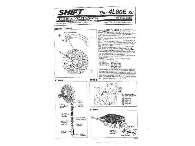 Shift Kit Correction Package Superior 4L80E 1991/10
